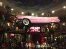 The Pink Cadillac turning above our heads at the Hard Rock Cafe